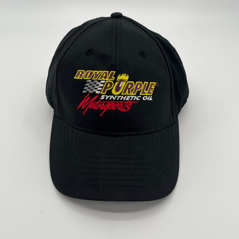 Royal Purple Motorsports Snapback Hat Black Embroidered Racing Synthetic Oil Cap